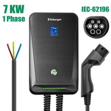 전기차충전 EV 충전기 타입 2 1A 3 상 EVSE 월박스 전기차 충전 스테이션 1M 케이블 11KW IEC 212 벤츠 아우디용, 32A 1 Phase 7KW, CHINA