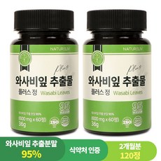 95% 와사비 잎 추출물 플러스 정 국내산 식약처인증 HACCP, 2개, 60정