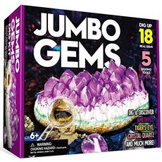 XXTOYS Jumbo Gems Dig Kit - Dig Up 18 Real Gemston XXTOYS 점보 보석 발굴 키트 - 모두를 위한 18개의 실제 보석 발굴 - 암석 및, Crystals Mining Science Kits