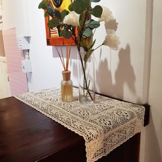 손뜨개 테이블 매트 레이스 러너, L(40x90cm), 1개