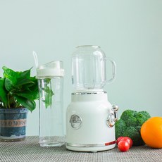 더블 컵 레트로 쉐이크 및 아이스 크러시 메이커 장착 미니 믹서기 스테인리스 스틸 조리대 주스 220V, WHITE, EU