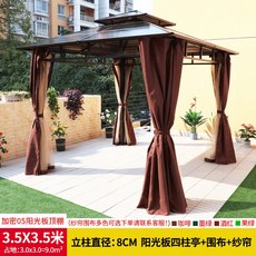 DIPYLON 야외정자 야외 정자 가림막 마당 차양막 가든 막사 이동 테라스 조립 원목 철예, 35x35m정+포+거즈[입주8]cm )