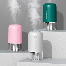 darlisex 미니 가습기 무소음 무선 휴대용 차량 가습기 usb 듀얼 듀얼미스트가습기 400ml, 핑크 충전식  400ml