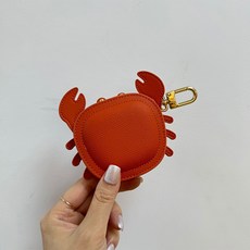 여성용 게 가방 펜던트 열쇠 고리 립스틱 동전 지갑 창의적인 귀여운 소녀 헤드셋 가방 발렌타인 데이 걸, 03 Orange, 1개