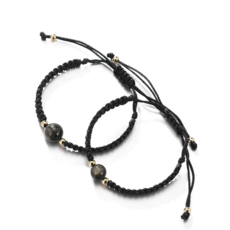 월묘1+1흑요석 커플 매듭팔찌 남여공용 행운 치유팔찌