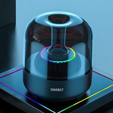 SMABAT 유리 무선 블루투스 스피커 미니 조명 블루투스 스피커 RGB 호흡등 포함, 화이트