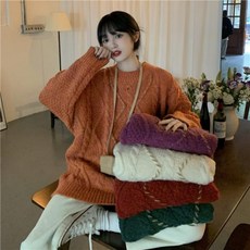 요즘힙한 모델한혜진 꽈배기 박시 스웨터 여성니트 여자니트 완소템 오피스룩