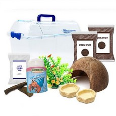  로라펫 코코피트 바닥재 크러스트 사료 소라게 키우기 세트, 혼합색상 