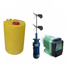 수영장 염소 투입 계량 공급기 정화 관리 펌프 청소, 200L 배럴 + 0.37KW 믹서기