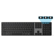 Mac OS Windows용 다중 장치 Bluetooth 키보드 MacBook Pro Air iMac iPad PC용 울트라 슬림 충전식 무선 키보드, 검은색