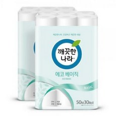깨끗한나라 2겹 에코 베이직 화장지 50m, 2개