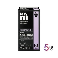 마이니 스트레스케어비 홍경천 추출물 비타민B B1 B2 B6 B12 나이아신 비오틴 엽산 로사빈 판토텐산 스트레스 영양제 해소법, 5개, 60정