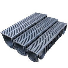 pe 배수로 수로관 플륨관 트렌치 빗물 U형 배수로덮개 정원배수, 1개, 250x250x1000x25mm (커버 포함)