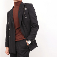 스트라이프 더블자켓 수트 셋업