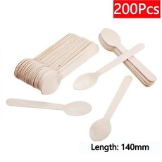 일회용 주방 목재 치킨 도구 오븐 스푼 나이프 주방 용품 디저트 케이크 스푼 10-500 개, 07 200pcs Spoons14cm, 1개