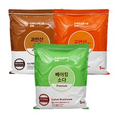 고구려디엠 프리미엄 5kg 3종셋트(과탄산소다 5kg+베이킹소다 5kg+구연산 5kg=15kg), 1개