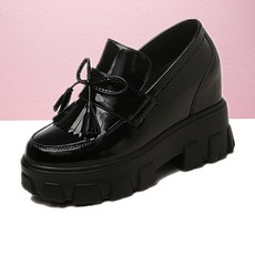 여성봄가을키높이가죽통굽구두