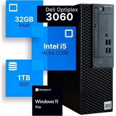 Dell Optiplex 3060 데스크톱 컴퓨터 Intel i5 8500 3.2 32GB DDR4 RAM 1TB SSD 솔리드 스테이트 Windows 11 Profession