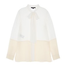 데렉램 18FW 여성 DP81704ATP-L/S BICOLOR BLOUSE W/ NECK TIES (IVORY) 아이보리 DP81704ATP