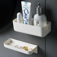 정리함 벽걸이 욕실선반 트레이 수납 무타공 훼손없는 못자국없는 깔끔한 쟁반 츄레이 트래이 젱반 SG-4DC19-4985, 본상품선택, 작은사이즈