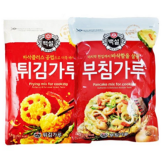 더 바삭한!! CJ백설 (부침가루1kg+튀김가루1kg) 국내산 찹쌀가루 명절 전 튀김, 1세트, 1kg