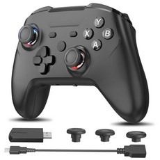 DOBE 스팀 컨트롤러 스팀스팀 데크PC 윈도우노트북PS3용 무선 게이밍 조정 가능한 듀얼 진동이 있는 PC 게임 패드 헤드폰 잭배터리 필요, Black, 1개