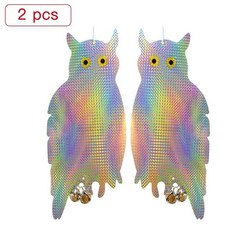 2pcs 정원 조류 repeller 레이저 반사 디스크 매달려 반사 올빼미 허수아비 scares 조류 비둘기 딱따구리, 01 Multicolor