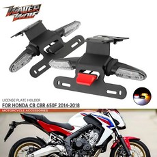 혼다 CBR CB 650F CBR650F 2014-2018 용 짧은 번호판 홀더 테일 깔끔한 펜더 엘리미네이터 턴 시그널 라이트 오토바이 CNC, 2.Black, 1개