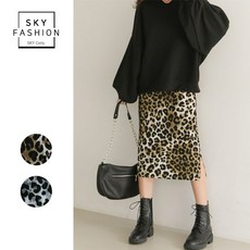 SKY패션 러스 레오파드 롱스커트 여자 롱 스커트 허리밴딩 롱치마 옆트임 데일리 편한치마 가을신상 호피무늬 leopard sk 가을옷 캐주얼 캐쥬얼