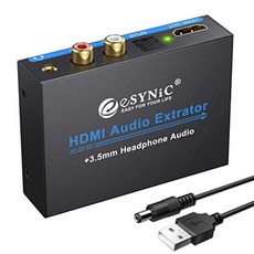 eSynic HDMI음성 분리기 1080P 3.5mm잭부 전원 ON/OFF 된 Apple TV Blu-ray플레이어 등에 대응, 단일상품