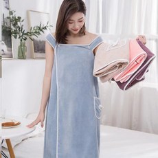 [4종] 여성 샤워 목욕 타올 수면 가운, 1개, 블루