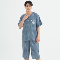 메이플라워 진그린브로치 인견 여름 반팔 남성 빅사이즈 파자마 홈웨어 잠옷 상하의 세트