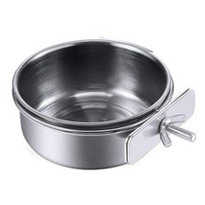 앵무새 먹이 컵 새 먹이 접시 제거 가능 스텐 음식 그릇 클램프 홀더 작은 동물 새장용 케이지, 2) diameter 12cm, 1개