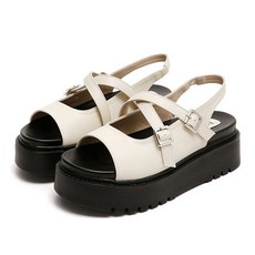 마크모크 신발 MAC MOC Olga 2Color 버클 히든밴딩 토오픈 샌들 6Cm GXQ281 PXX066