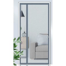 현관문 모기장 출입문 방문 자석 방충망, 28. 스트라이프 그레이 80x220cm