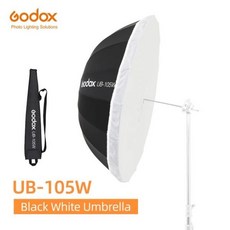 Godox UB-105W 포물선 블랙 화이트 반사 우산 스튜디오 라이트 실버 디퓨저 커버 천 41 인치 105cm, 04 Kit 2