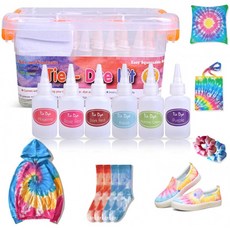 BONROB Tie-Dye Kit 15가지 색상의 어린이와 어른용 Tye-Die 키트 DIY 패션 파티 용품용 양말 장갑 고무 밴드 식탁보 2쌍, 단일옵션