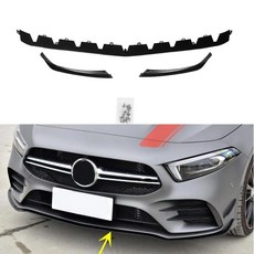 벤츠 A클래스 에어로 스플리터 립 키트 블랙 W177 AMG A180 A200 A250 A35 A35L 22-23, 3pcs