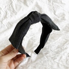 나의허니비 골지 쉬폰 빅리본헤어밴드 심플 포인트 데일리머리띠