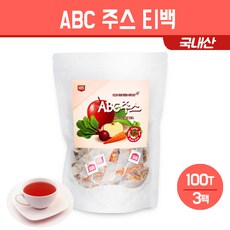abc주스 티백 국내산 건조 레드비트 사과 당근 에이비씨 쥬스 차 야채수 과일 채소 껍질째 넣은 JUICE 재료 내장지방 복부 뱃살 아랫배 체지방 관리 건강 음료 만들기 100티백, 3팩, 국산 abc주스 100티백