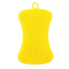 스크러버 접시 식기 과일 B 팬 실리콘 청소 주방 냄비 세척 1PC 스폰지 야채 브러시, Yellow 1pcs, 1개