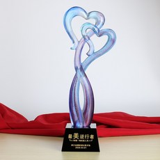 jingyouduzhong 수정 은 단독 종고 법 유리 트로피 선물 맞 춤 형 기업 명예 연회 시상식 기념 자원 봉사자 항 바이러스 감사 상 의사 간호사 창의 단 박애 의 마음 을 합 니 다