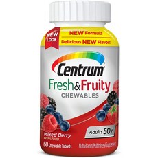 Centrum 성인 50+ 신선도 &amp; 과일 츄어블 멀티비타민/다중보충제 (60 ct) 혼합 베리: 헬스 &amp; 퍼스, 1