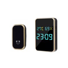 도어벨 없는 벨 습도 도어 야외 웰컴 디스플레이 전원 초인종 시간 가정 차임 배터리 433mhz 자체 무선 링 온도, 1개