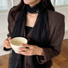 블루씨티 어텀스 펀칭 시스루 플라워 자수 레이스 롱 머플러 스카프