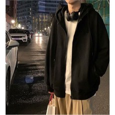 신씨네상점 심플 무지 남여공용 오버핏 후드집업1+1