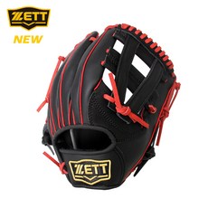 제트 ZETT 11.75인치 올라운드 글러브 BPGK-3535 야구 브론즈급 소가죽 입문용, 1개, 블랙/레드