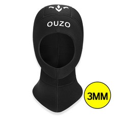 OUZO 스쿠버 다이빙 후드 프리다이빙 잠수 모자, 3mm