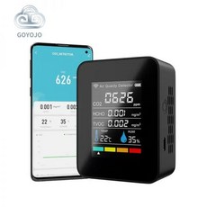 미세먼지측정기 공기질 측정기 CO2 미터 다기능 디지털 온도 습도 대기질 모니터 TVOC HCHO 검출기 검출기, Black, 1개