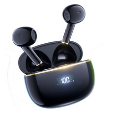 SMIRIA 노이즈 캔슬링 무선 이어폰 블루투스 5.3 자동 페어링 방수 배터리 잔량 확인, 블랙 블랙